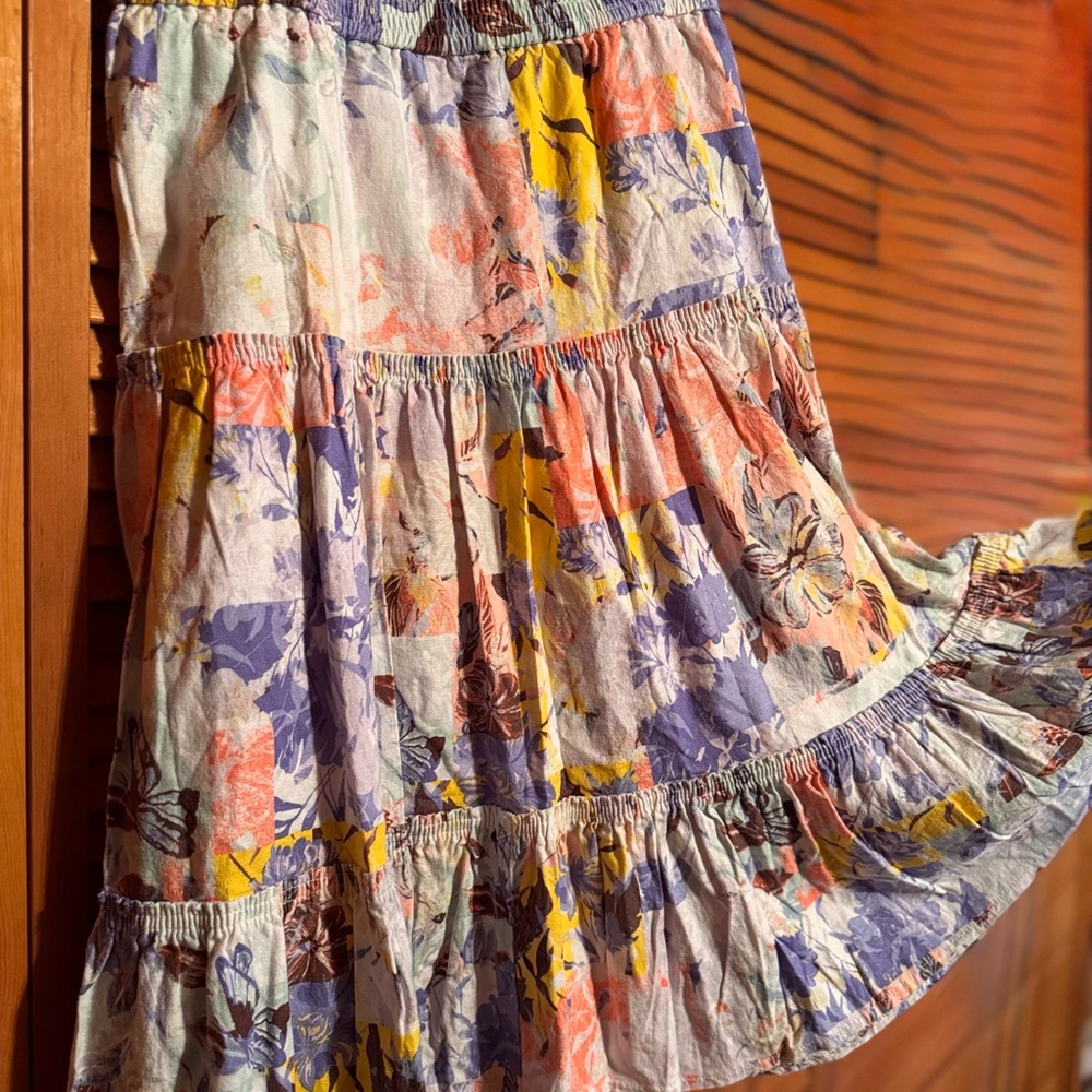 VTG INC International Concepts Multicolor FLOWY Lined Midi Skirt